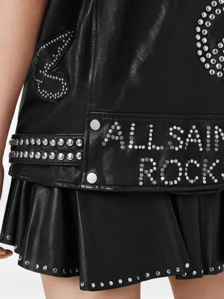 Vestă Allsaints din piele cu tepi negru