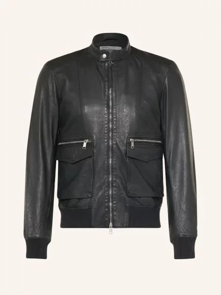 Allsaints Kožená Bunda Hiro černá