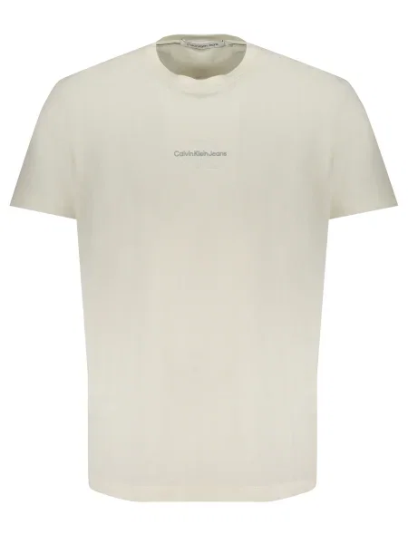 Тениска Calvin Klein Jeans бежово с апликация бяло