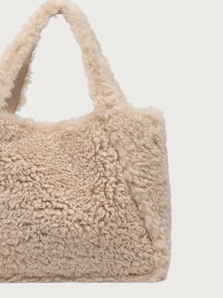 Shopperka Stella Mccartney z logo skórzana beżowa