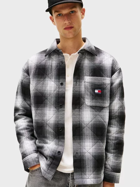 Клетчатая стеганая джинсовая куртка Tommy Jeans