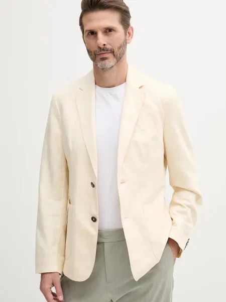 Сако с лен United Colors of Benetton бежово