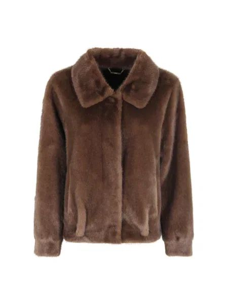Kurtka Seventy ze sztucznego futra brązowa
