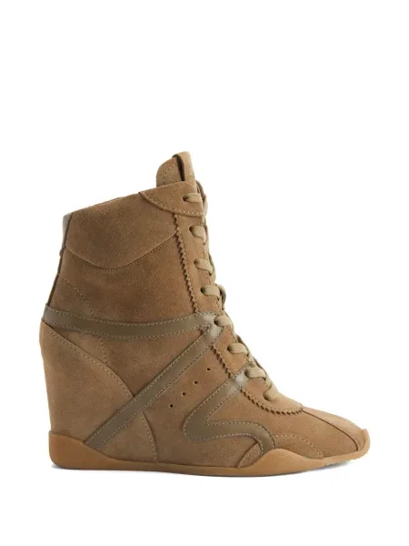 Sneakerși Giuseppe Zanotti cu șireturi cu pană din dantelă maro