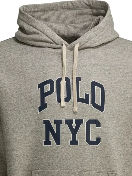Džemper Polo Ralph Lauren s kapuljačom s printom siva