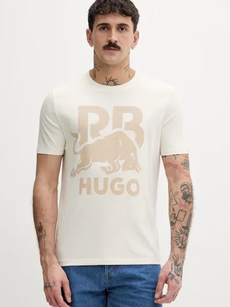 HUGO tričko Dlix_RB béžové