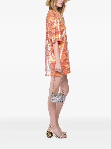 Koszulka Rabanne z cekinami pomarańczowa