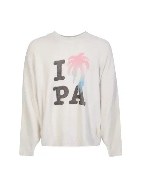 Dzianinowy golf Palm Angels z nadrukiem z długim rękawem biały