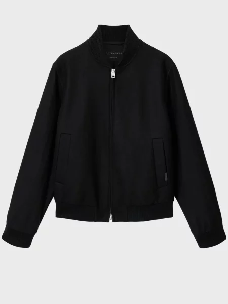 Вовняне пальто Allsaints чорне