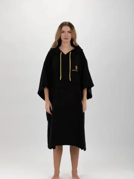 Pacifique Sud Halat de baie sport Poncho Surf Einheitsgröße Tencel Mit Ärmeln' negru