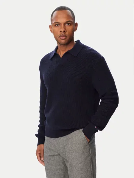 Tommy Hilfiger Pulover Fisherman Bleumarin
