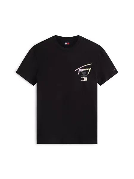 Tommy Jeans Tricou galben / gri închis / roz negru