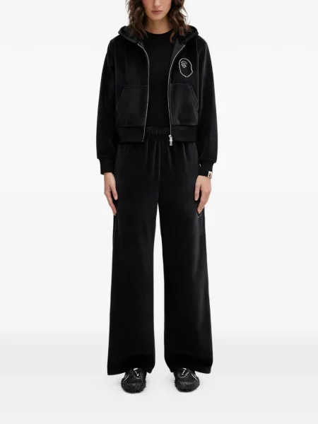 Stras pantaloni A Bathing Ape® de catifea negru