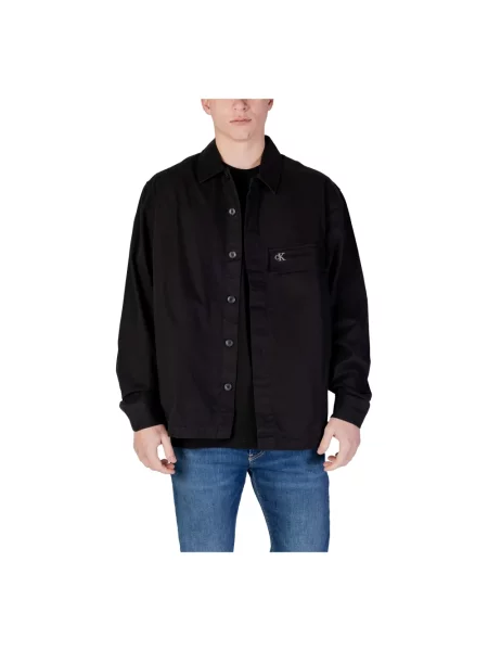 Kurtka koszulowa o kroju regular fit z wyhaftowanym logo Calvin Klein Jeans czarna