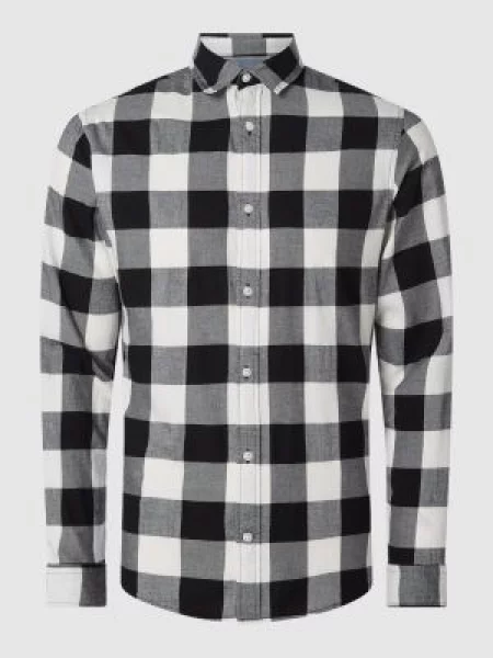 Koszula casualowa o kroju regular fit z diagonalu model ‘Gingham’ Jack & Jones biała