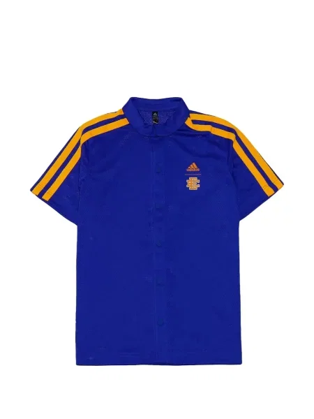 Tricou polo Adidas cu dungi alergare cu autograf negru