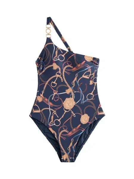 Next Costum de baie întreg / bleumarin / albastru deschis / maro bej