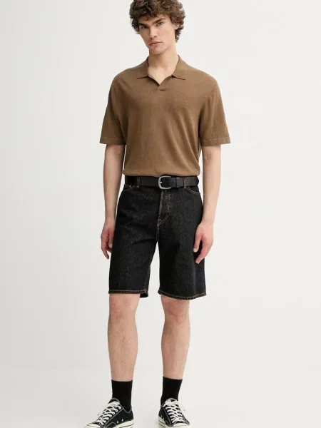 Льняне поло Les Deux однотонне зелений