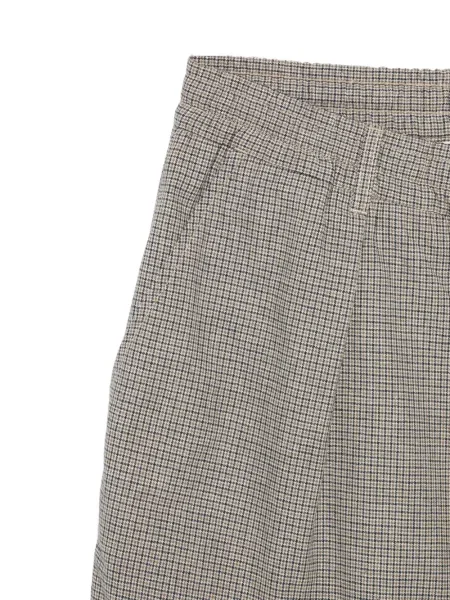Kostkované plisované kalhoty Universal Works šedé