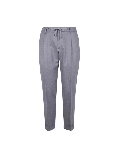 Sznurek ściągający spodnie Barba Napoli wełniane plisowane szare