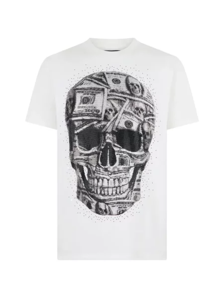 Tricou Philipp Plein din jerseu cu strasuri alb