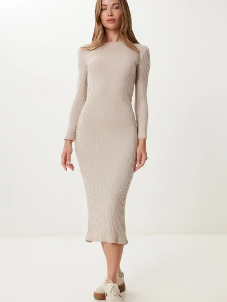 Happiness İstanbul Rochie tricotat bej