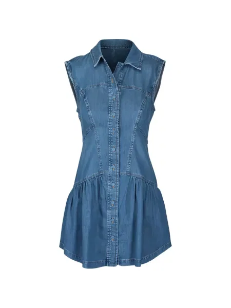 Rochie mini Frame fără mâneci cu volane albastru
