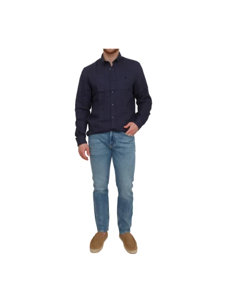 Koszula casualowa o kroju regular fit z czystego lnu model LIAM' Boss niebieska
