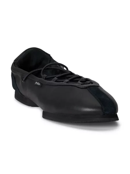 Kožené balerínky Polo Ralph Lauren Ballerina Lace Up čierna