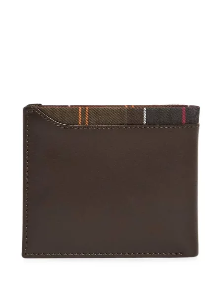 Bőr kockás pénztárca Barbour barna