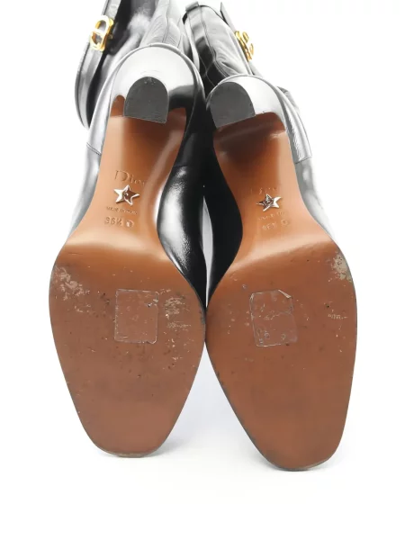 Kožené kozačky Christian Dior Pre-owned černé