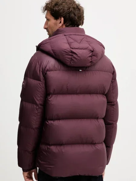 Péřová bunda Tommy Hilfiger zimní vínová