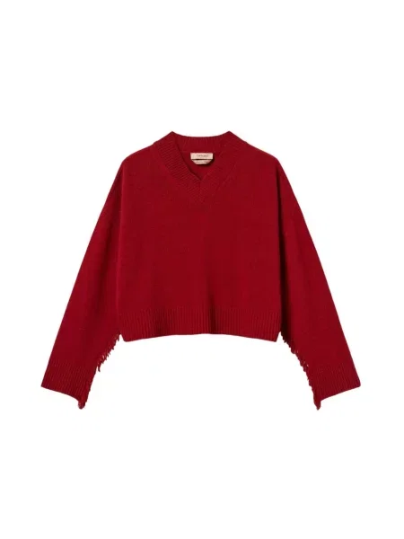 Dzianinowy sweter Twinset brązowy