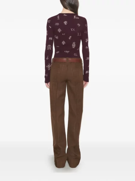 Pulover Tory Burch cu guler henley violet