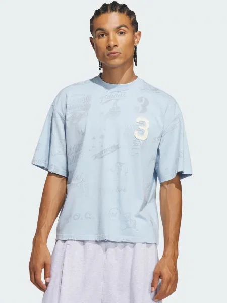 ADIDAS ORIGINALS Tričko Varsity nebesky modrá / sivá biela
