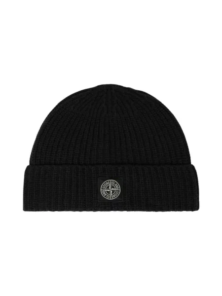 Czapka Stone Island wełniana z kamieniami czarna