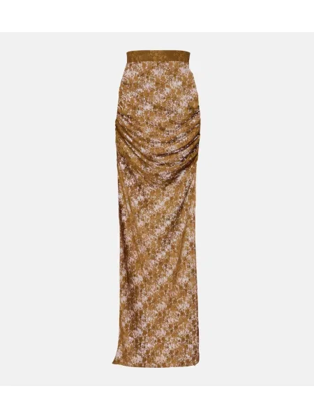 Fustă Alex Perry cu model floral transparente din dantelă verde