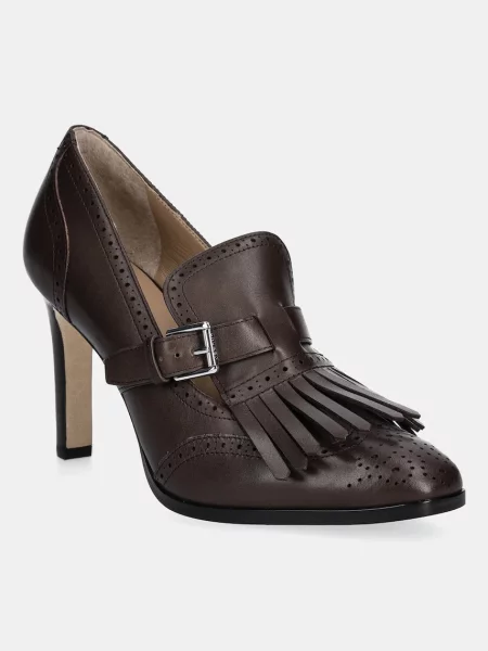 Кожени обувки с тънък Lauren Ralph Lauren Colleen Klt кафяво