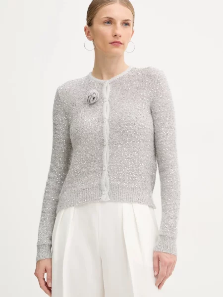 Marella cardigan din amestec de lână light gri