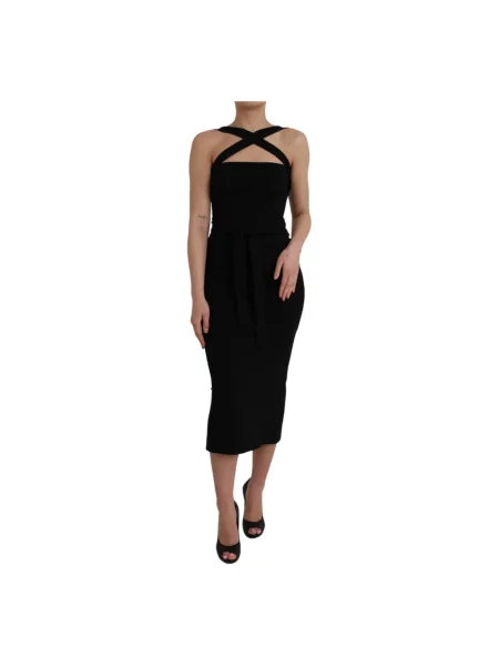 Sukienka midi Dolce And Gabbana z dekoltem halter czarna