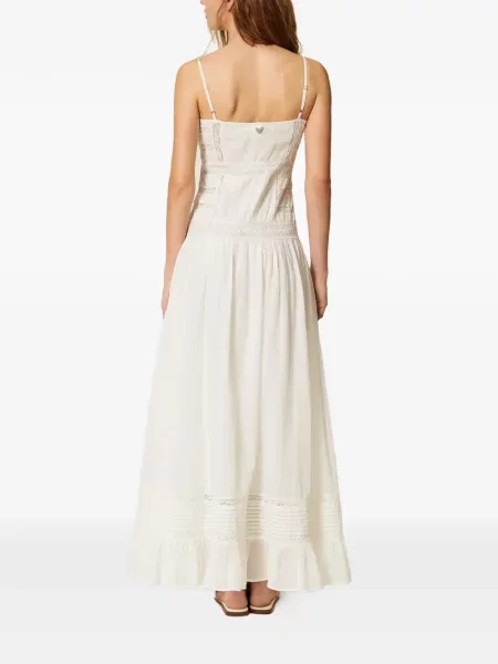 Maxi rochie maxi Twinset din dantelă de costum alb