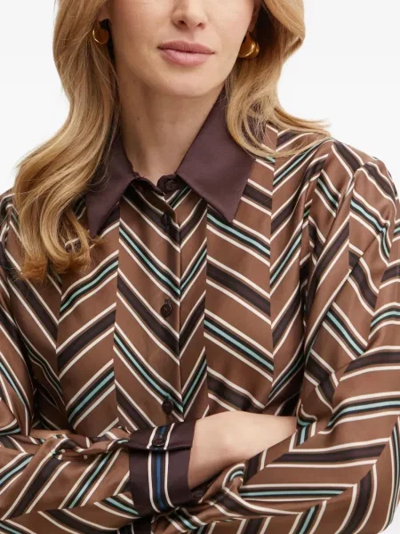 Cămașă Luisa Spagnoli cu imprimeu geometric maro