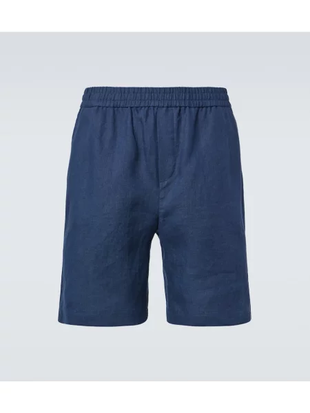 Pantaloni scurți Sunspel de in albastru
