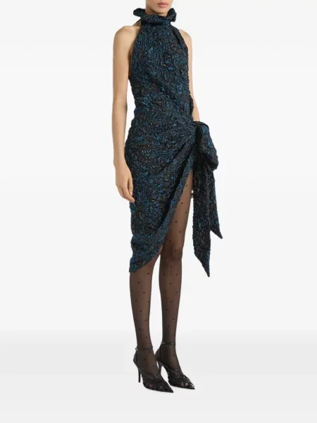 Rochie Balmain din jacard drapată albastru