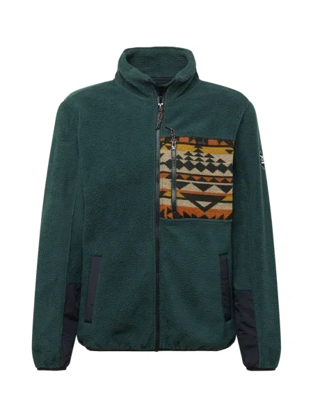 Iriedaily Jachetă fleece Wonderer Track verde / portocaliu / negru alb