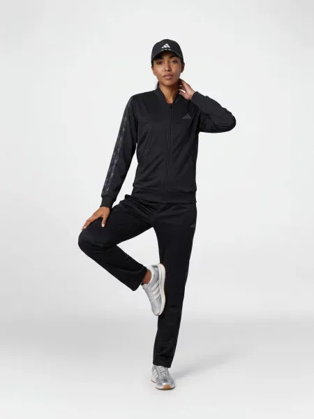 Pruhovaná tepláková souprava Adidas Sportswear s potiskem černá