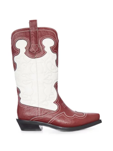Botine Ganni cu broderie roșu