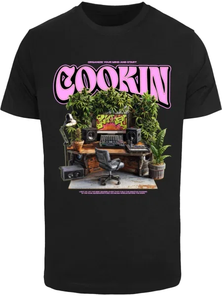Mister Tee Tričko Cookin tmavě šedá / zelená / švestková černá