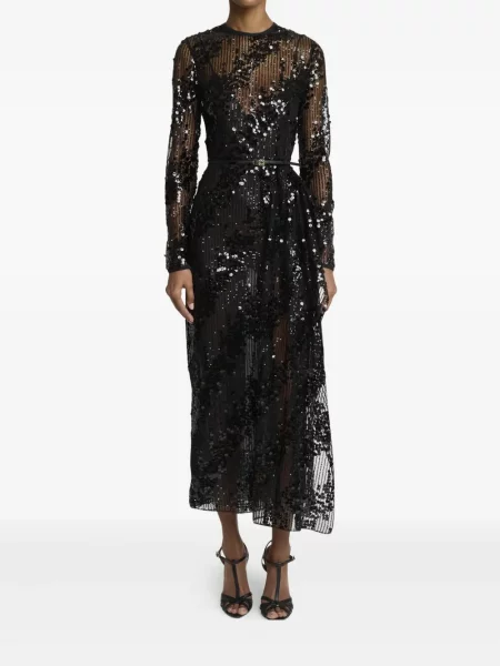 Rochie maxi Elie Saab până la genunchi de costum negru