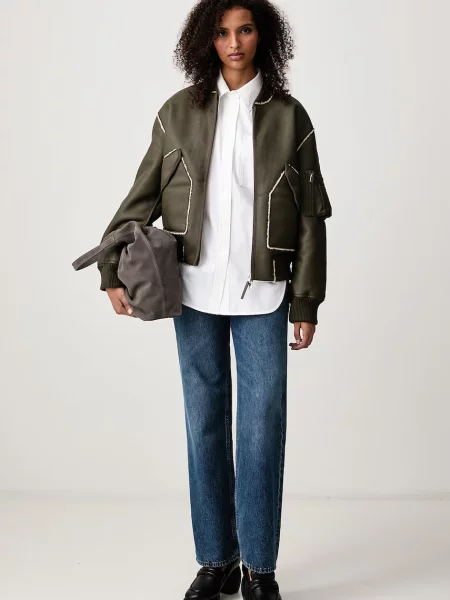 Maison Kitsuné Bomber jachetă scurtă de damă din imitație de piele
